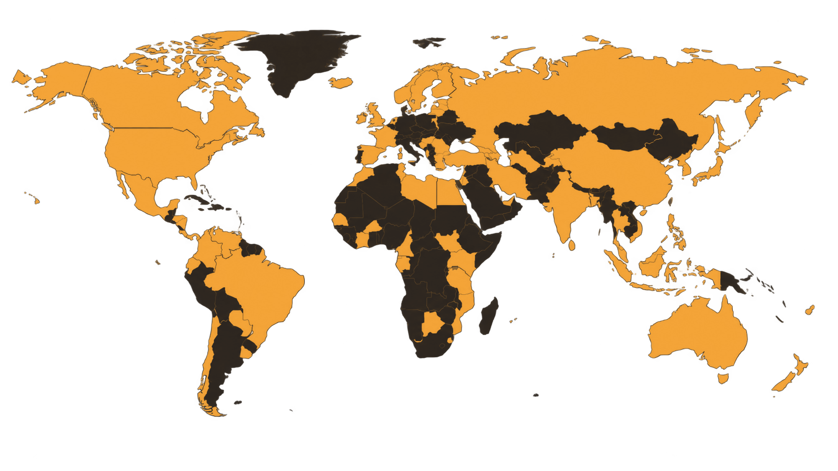World map highlighting the countries Barbara's learners come from